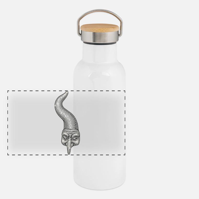 Neapolitanisches Horn mit Strasssteinen Panorama Thermosflasche mit Bambusdeckel