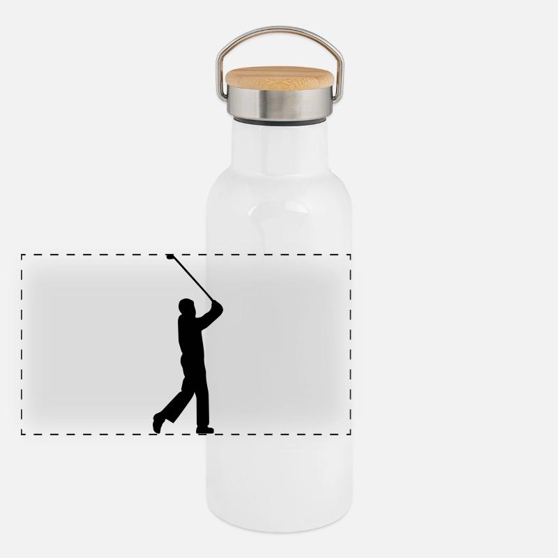 Golfer Panorama Thermosflasche mit Bambusdeckel