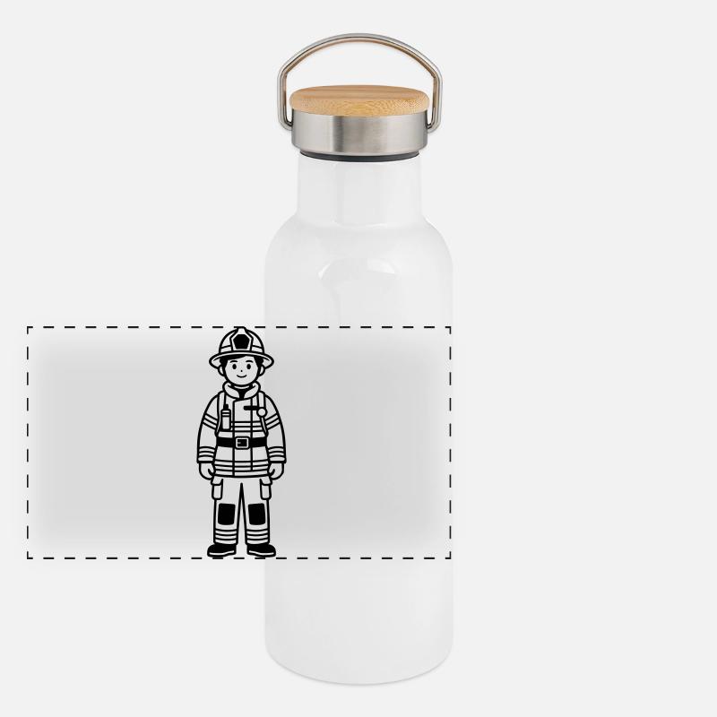 fire brigade Panoramic Thermal Bottle with Bamboo Lid