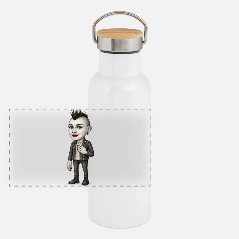 Mohawk Punker Gourde isotherme avec bouchon en bambou