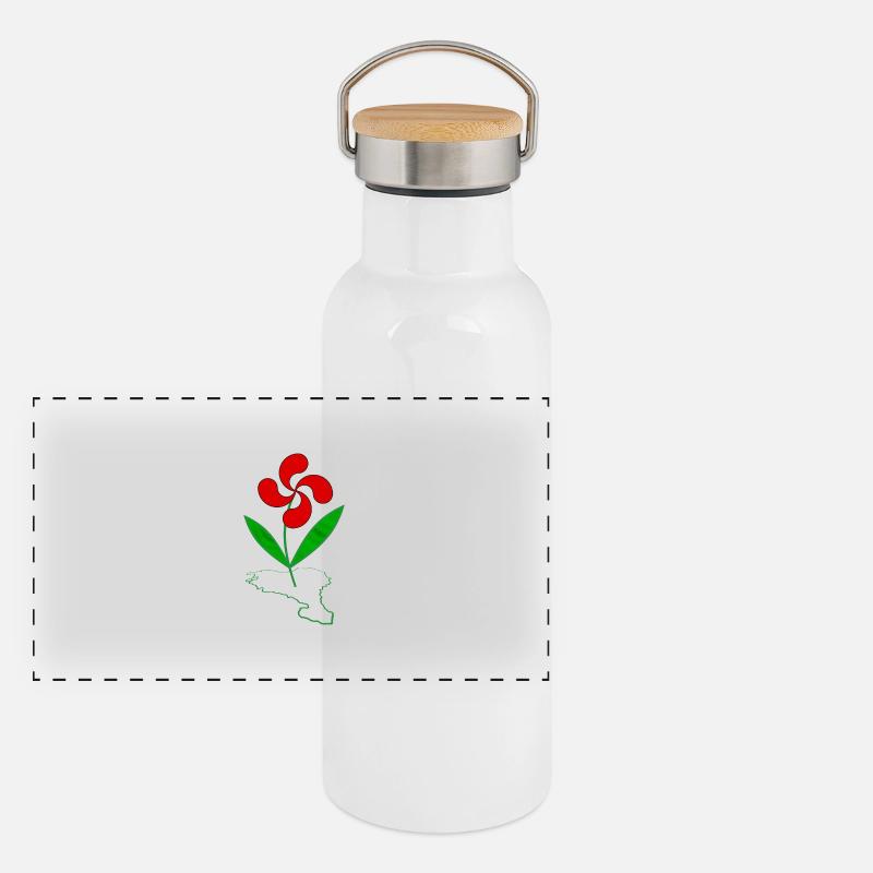 Basque flower Panoramic Thermal Bottle with Bamboo Lid