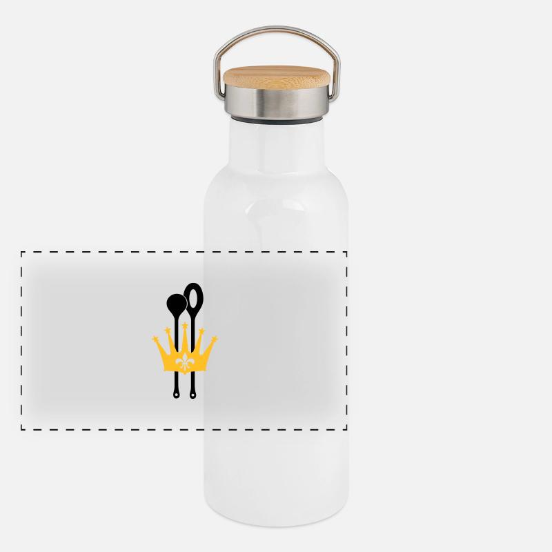 Kochlöffel Krone Panorama Thermosflasche mit Bambusdeckel