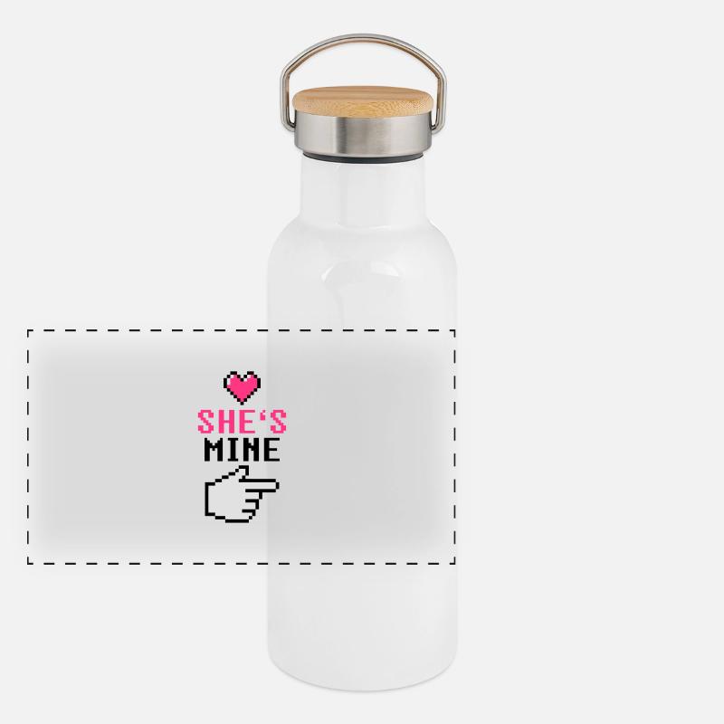 She's Mine 8-Bit Gourde isotherme avec bouchon en bambou