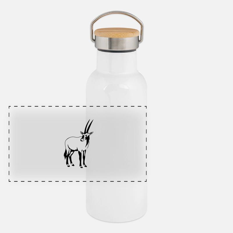 Oryx - Antilope Panorama Thermosflasche mit Bambusdeckel