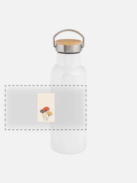 Ginkgo - Panoramic Thermal Bottle with Bamboo Lid - white - Front
