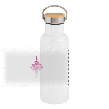 Mandala bunt - Panorama Thermosflasche mit Bambusdeckel - Weiß - Vorne