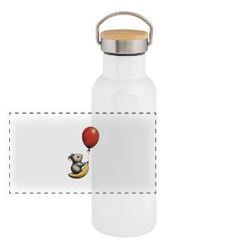 Souris banane - Gourde isotherme avec bouchon en bambou - blanc - Devant