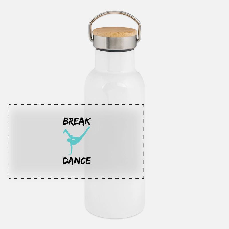 breakdancer bboy Panorama Thermosflasche mit Bambusdeckel