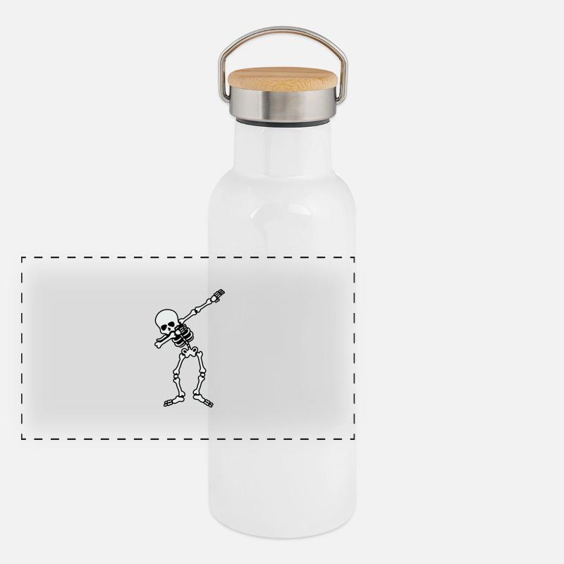 tamponnage du crâne Gourde isotherme avec bouchon en bambou