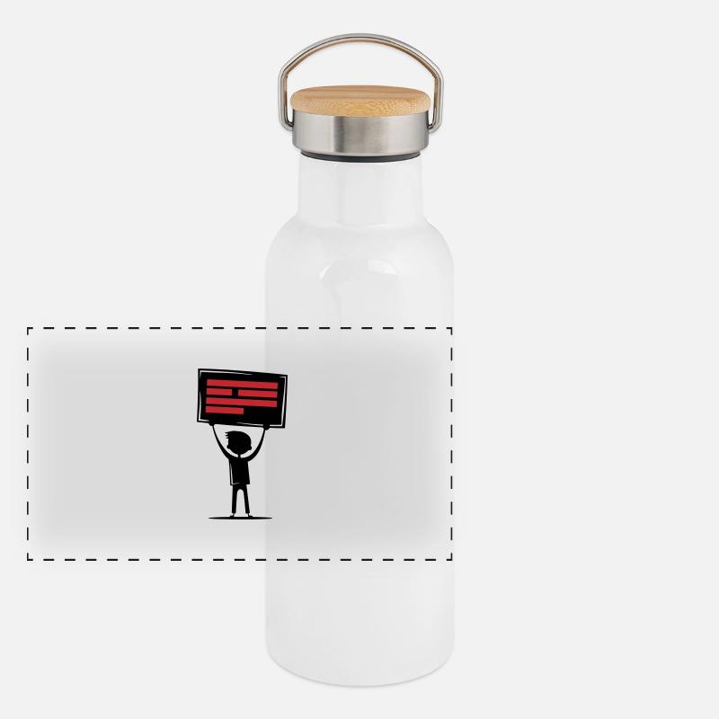 Botschaft Demonstration Panorama Thermosflasche mit Bambusdeckel