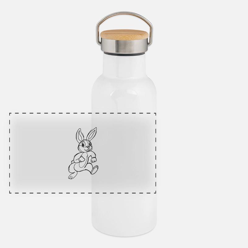 lapin cartoon Gourde isotherme avec bouchon en bambou
