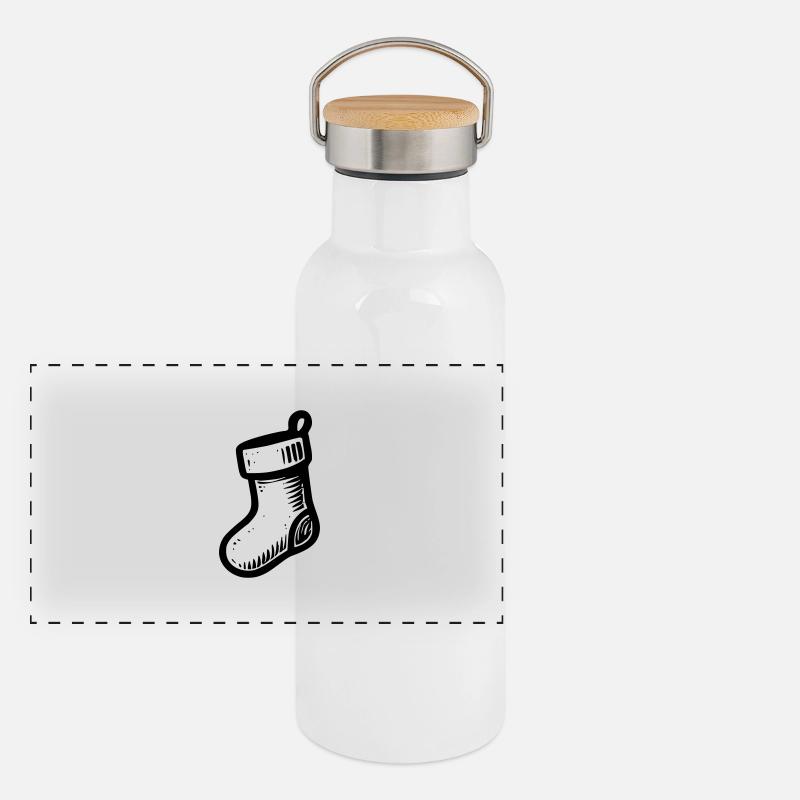 Weihnachtspantoffel Panorama Thermosflasche mit Bambusdeckel