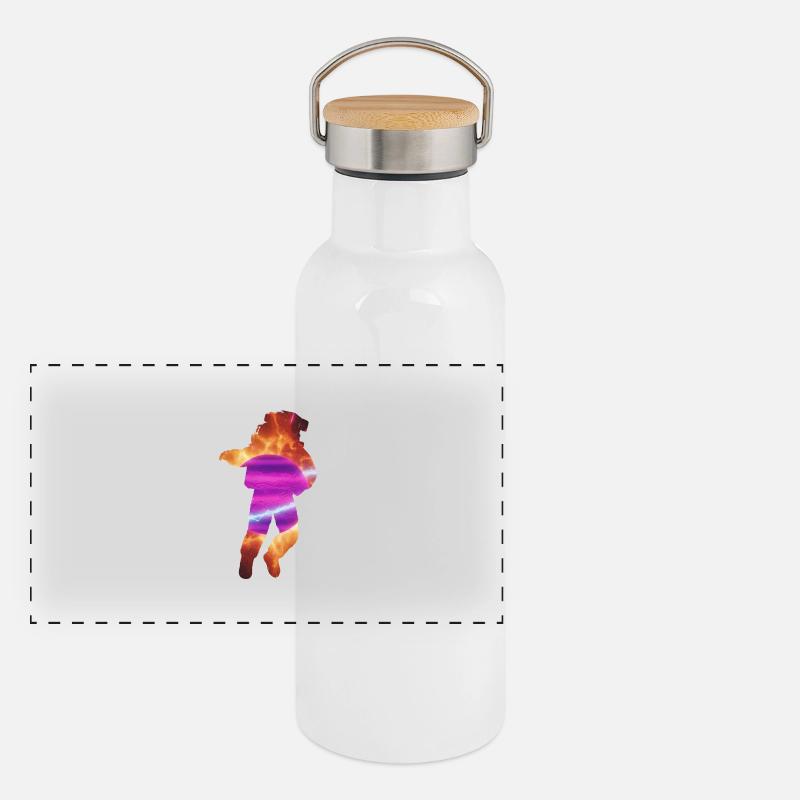 Sautez à travers Nebula Neon Gourde isotherme avec bouchon en bambou