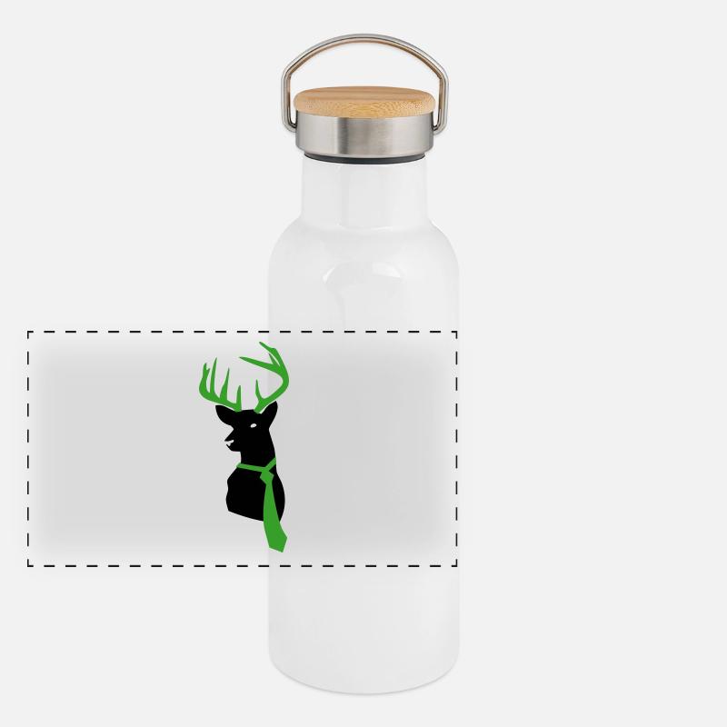 Deer with tie Panoramic Thermal Bottle with Bamboo Lid