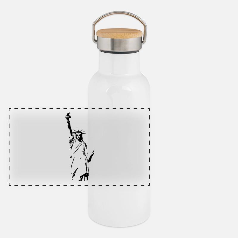 statue de la liberté Gourde isotherme avec bouchon en bambou