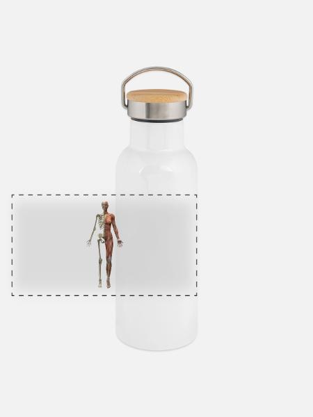 os du squelette squelette osseux crâne schaedel140 - Gourde isotherme avec bouchon en bambou - blanc - Devant