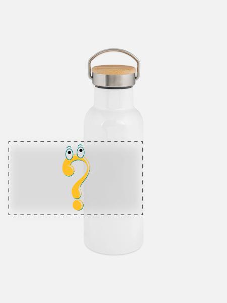 Fragezeichen Figur Symbol Idee Geschenk Comic - Panorama Thermosflasche mit Bambusdeckel - Weiß - Vorne