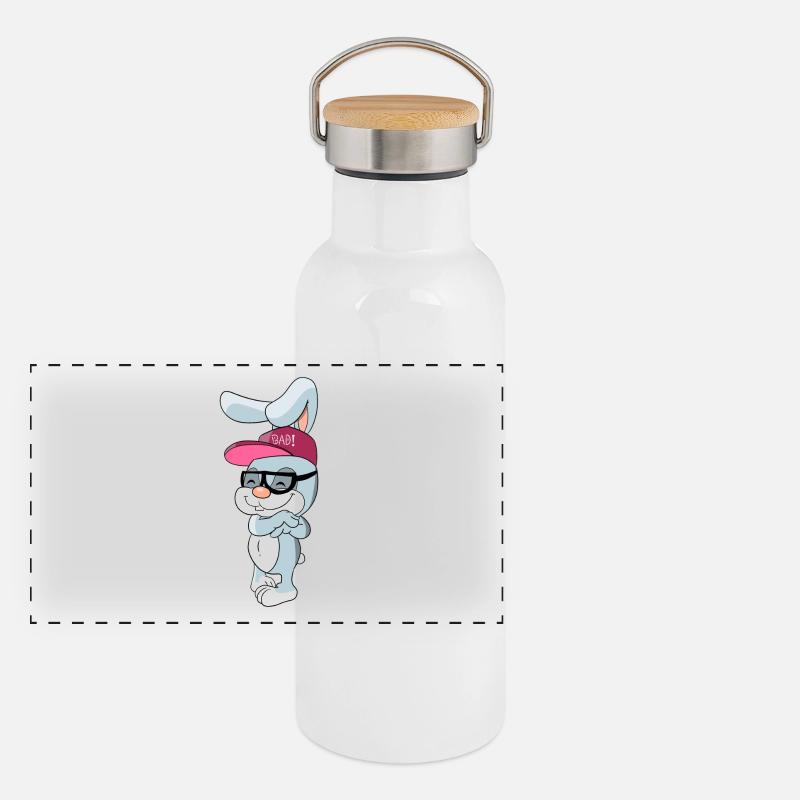 Lapin cool avec capuchon et lunettes Gourde isotherme avec bouchon en bambou