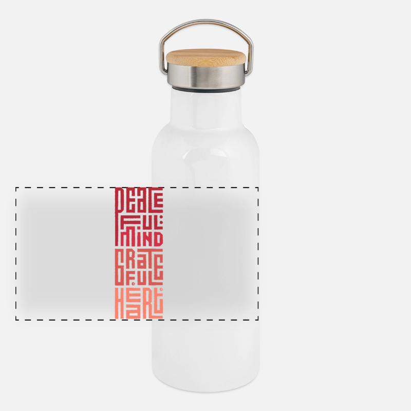 Peaceful Mind Grateful Heart Gourde isotherme avec bouchon en bambou