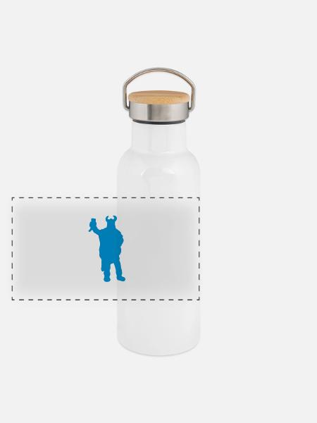 Wikinger - Panorama Thermosflasche mit Bambusdeckel - Weiß