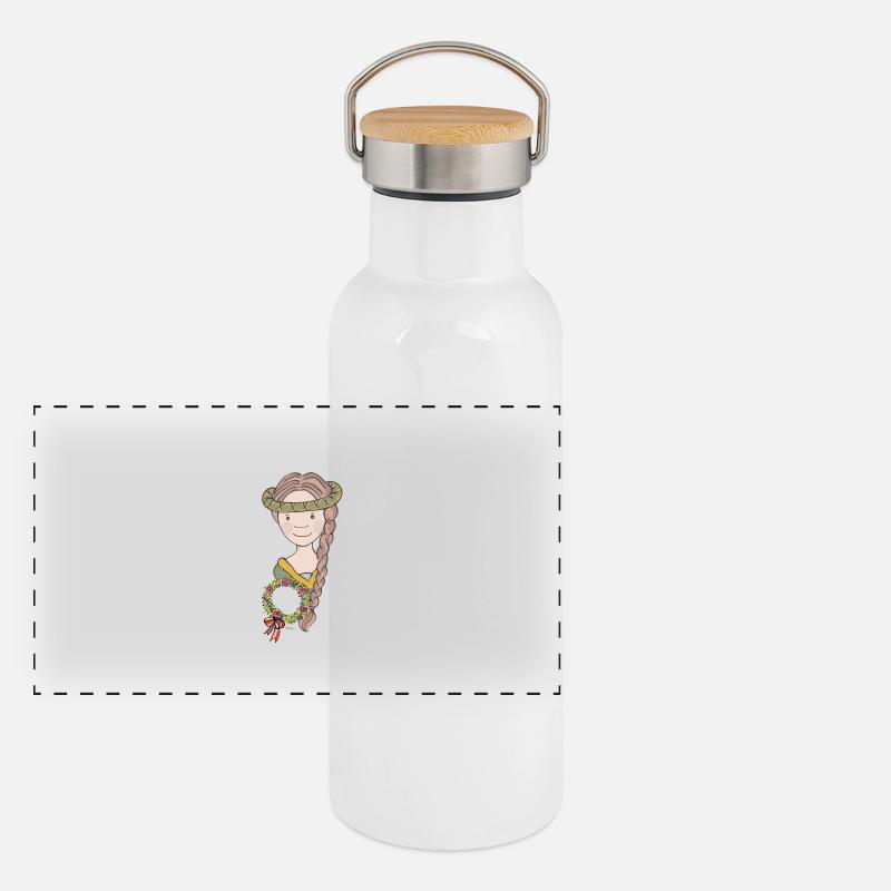 Mittelalter Mädchen Panorama Thermosflasche mit Bambusdeckel