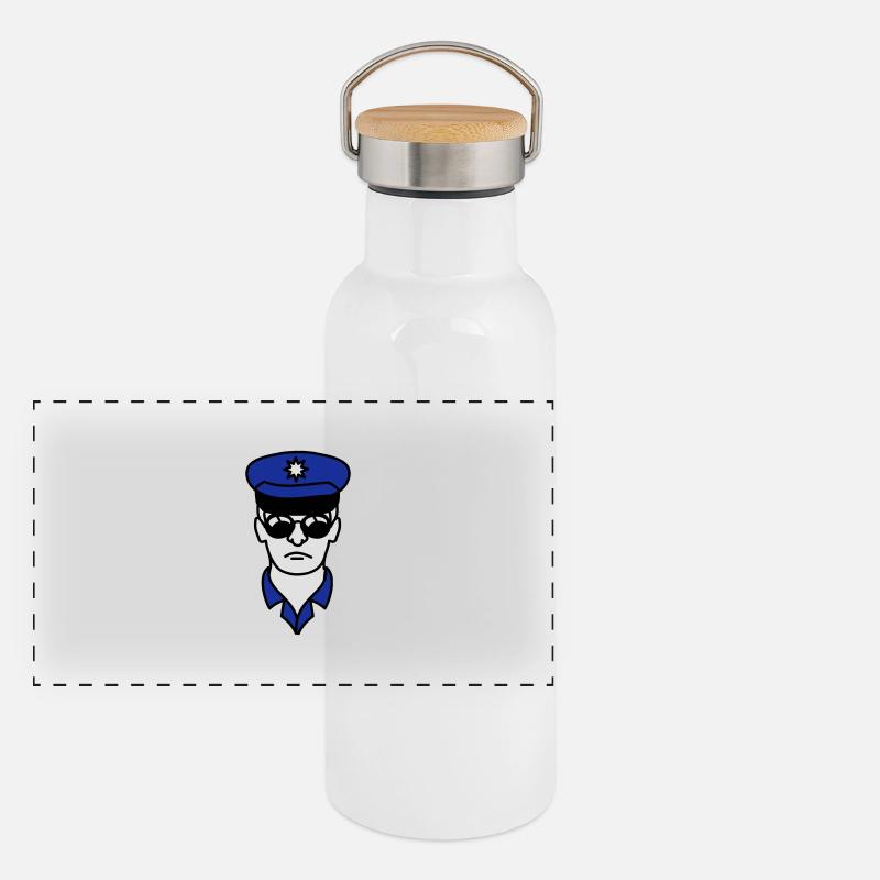 Cool police man face head Panoramic Thermal Bottle with Bamboo Lid