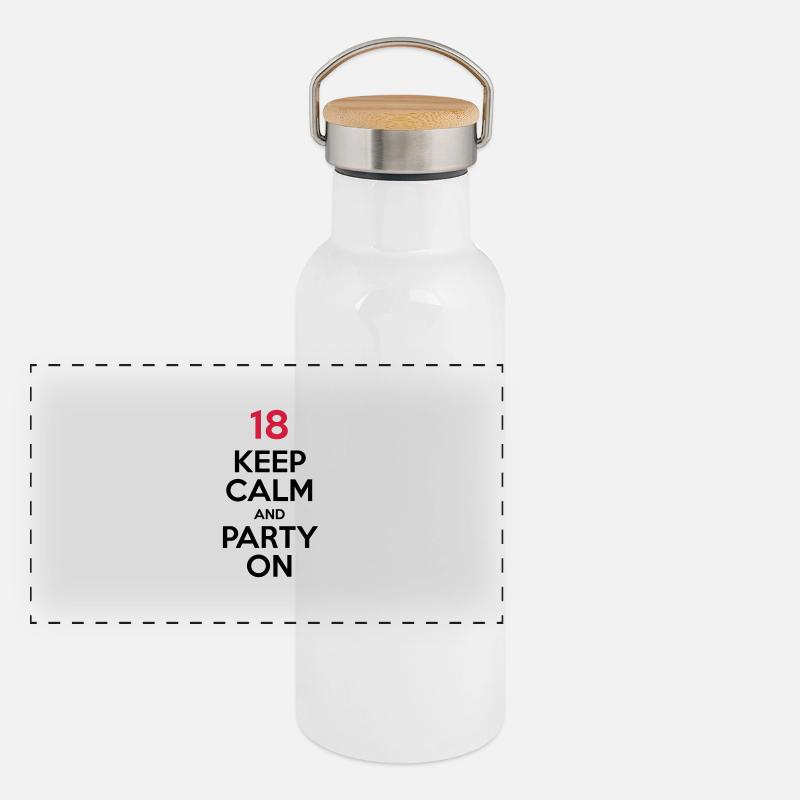 18 - Keep Calm and Party On Panoramic Thermal Bottle with Bamboo Lid