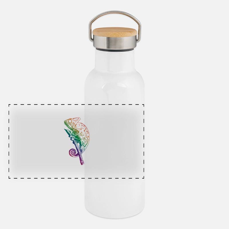 Chameleon Lizard Graphic Reptile Chameleon Lover Panoramic Thermal Bottle with Bamboo Lid