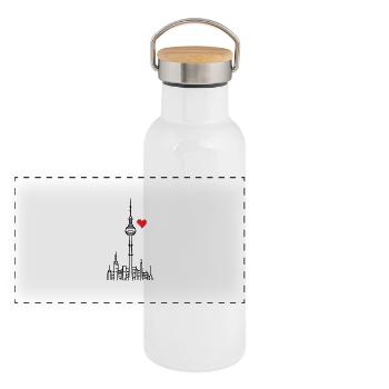 Love Berlin - Panoramic Thermal Bottle with Bamboo Lid - white - Front