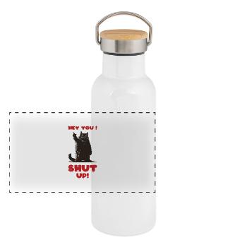 Fat CatFingers - Panoramic Thermal Bottle with Bamboo Lid - white - Front