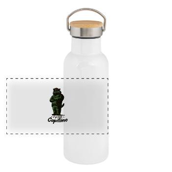 Mr Catnip - il grande Catpitano - Panoramic Thermal Bottle with Bamboo Lid - white - Front