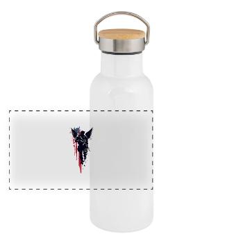Soldier with angel wings - Panoramic Thermal Bottle with Bamboo Lid - white - Front