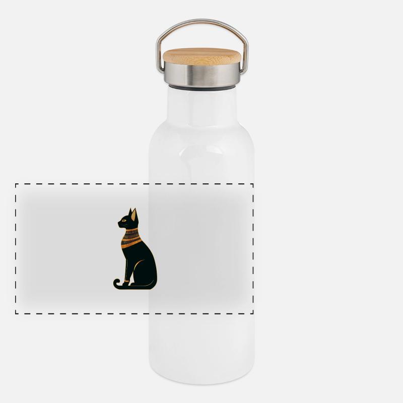 Chat égyptien Gourde isotherme avec bouchon en bambou
