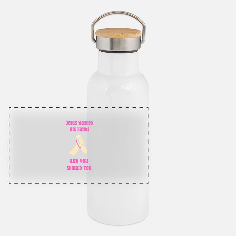 Jesus Washed His Hands in pink version Panoramic Thermal Bottle with Bamboo Lid