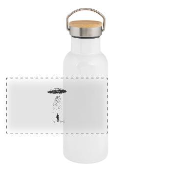 Vaisseau extraterrestre - Gourde isotherme avec bouchon en bambou - blanc - Devant