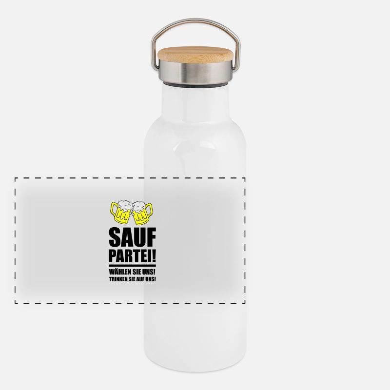 Sauf Party Gourde isotherme avec bouchon en bambou