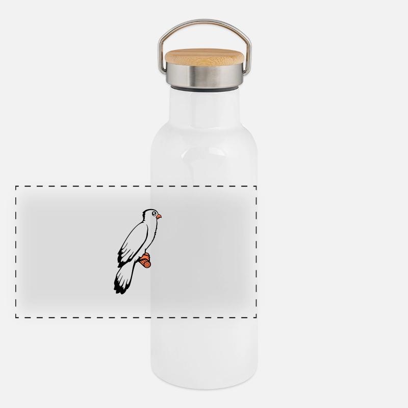 oiseau assis mignon cage branche animal de compagnie cher perroquet Gourde isotherme avec bouchon en bambou