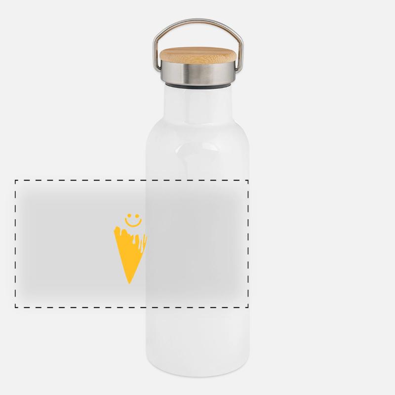 happy ice cream - Panoramic Thermal Bottle with Bamboo Lid - white