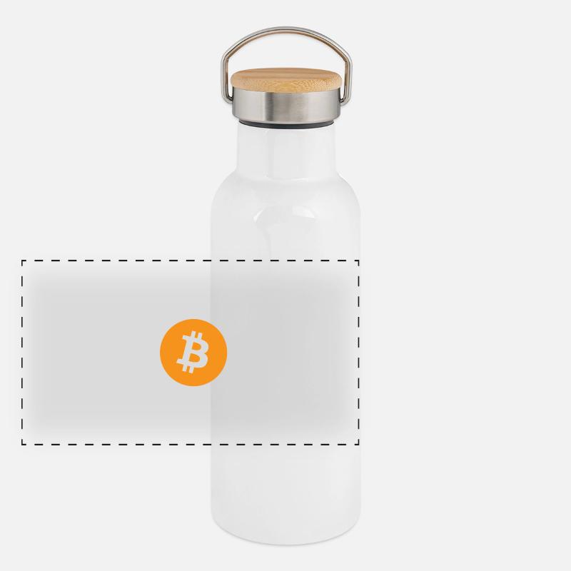Bitcoin Panorama Thermosflasche mit Bambusdeckel