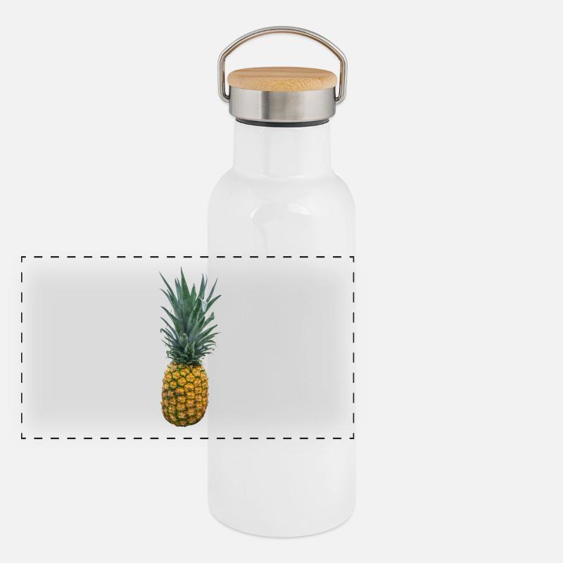 Ananas Frucht Panorama Thermosflasche mit Bambusdeckel