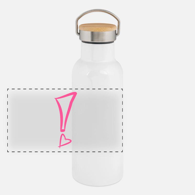 Ausrufezeichen mit Herz Panorama Thermosflasche mit Bambusdeckel