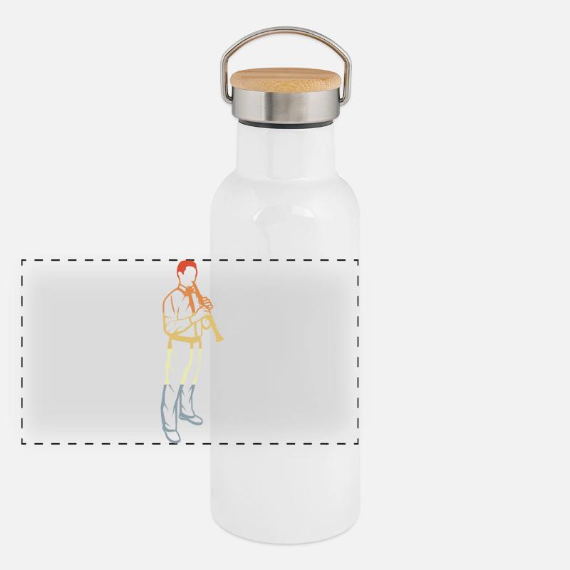 Klarinetten Junge Panorama Thermosflasche mit Bambusdeckel