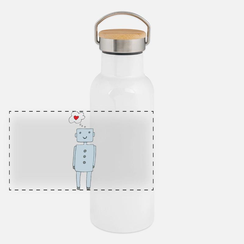 Futuristic Heart's Desire Cartoon Panoramic Thermal Bottle with Bamboo Lid