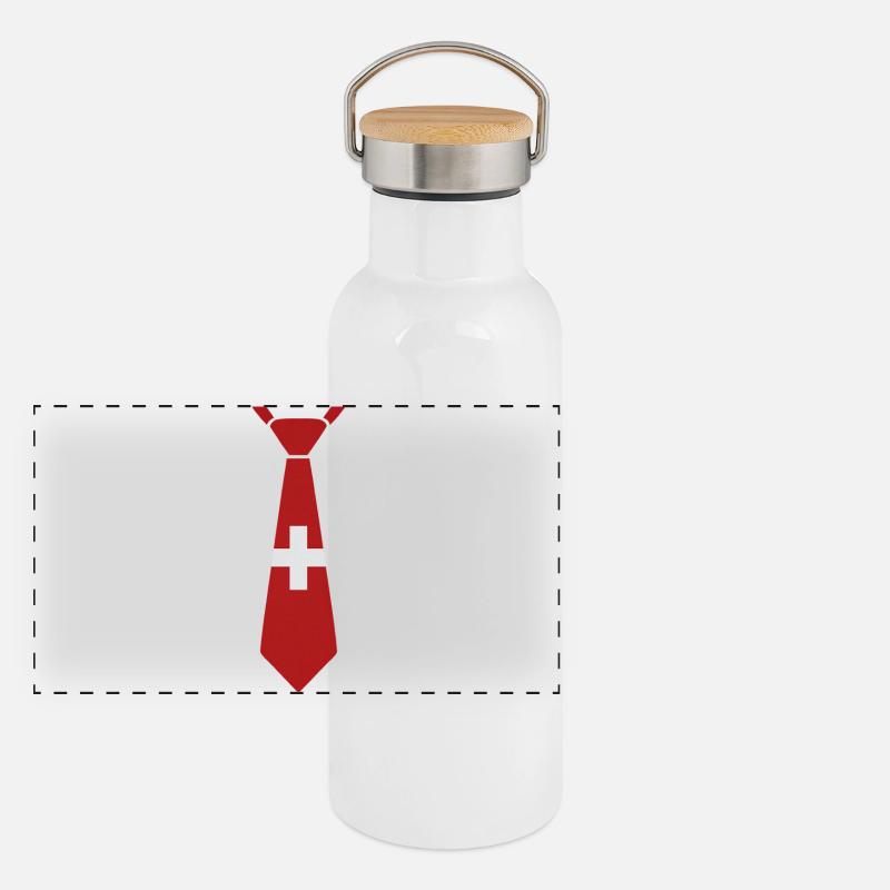 Cravate suisse – Conception du drapeau Gourde isotherme avec bouchon en bambou