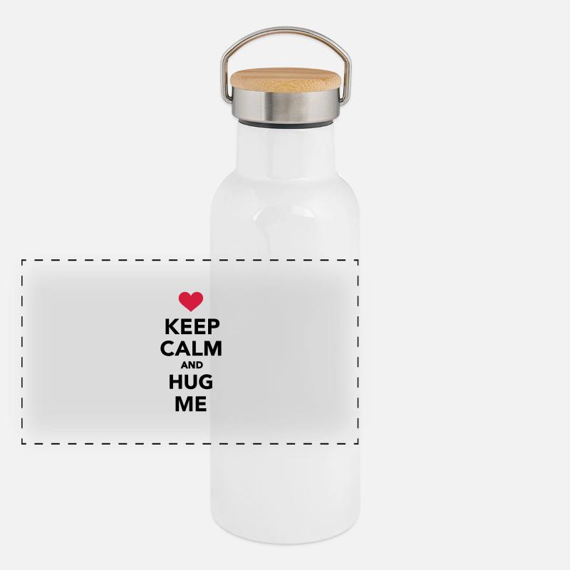 Keep calm and hug me Gourde isotherme avec bouchon en bambou