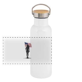 Raise the flag - Panoramic Thermal Bottle with Bamboo Lid - white - Front