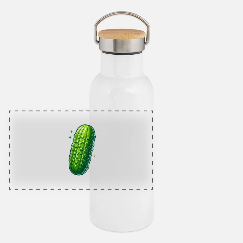 Illuminated pickle Panoramic Thermal Bottle with Bamboo Lid