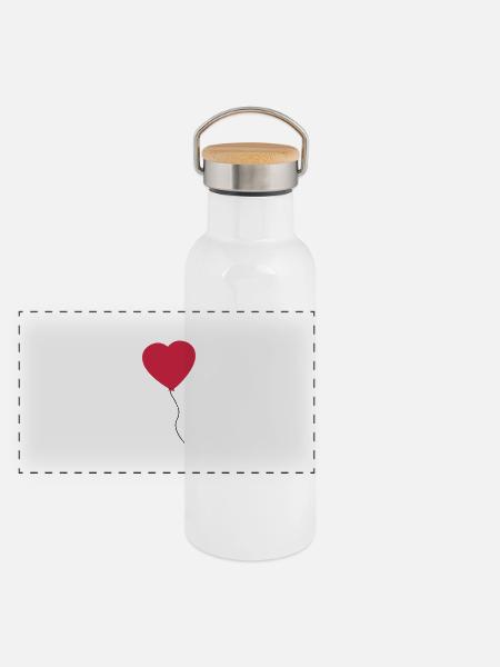 Love Heart Balloon - Gourde isotherme avec bouchon en bambou - blanc - Devant