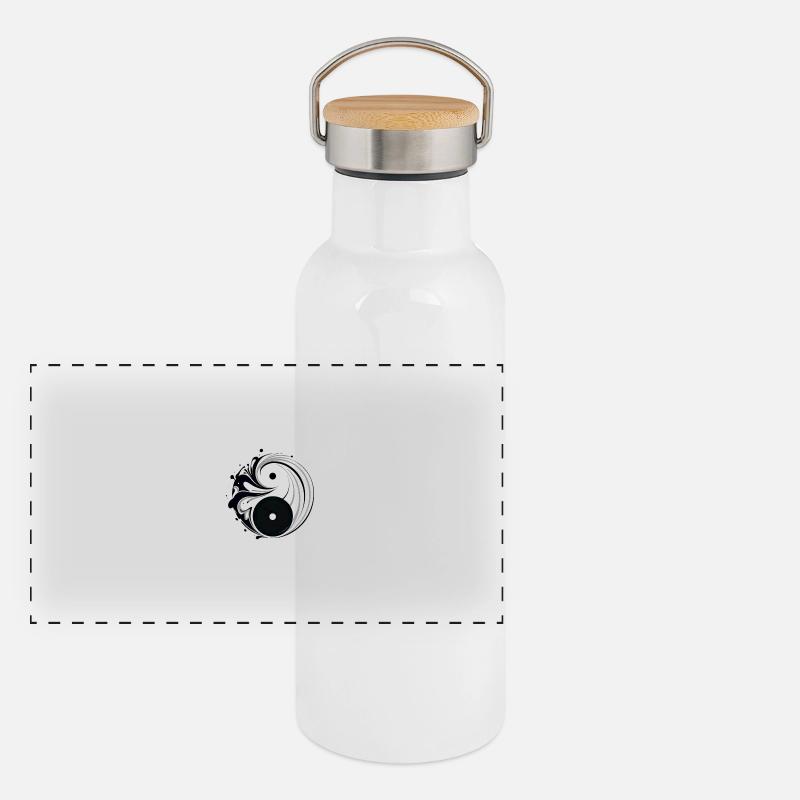 Yin Yang Panorama Thermosflasche mit Bambusdeckel
