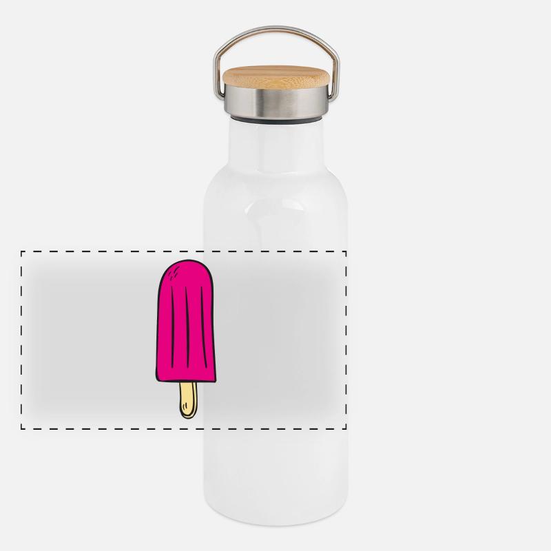 popsicles rose Gourde isotherme avec bouchon en bambou